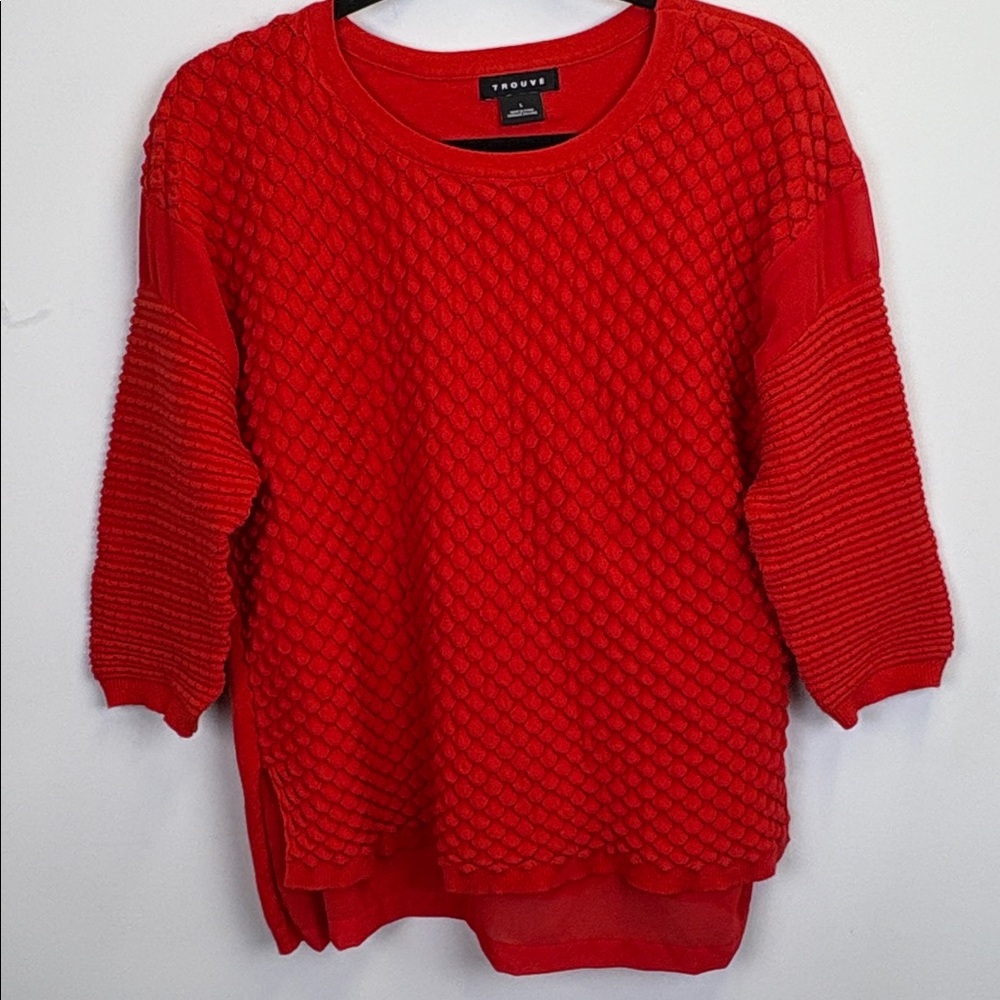 Nordstrom Trouvé Red Textured Top/ Size large